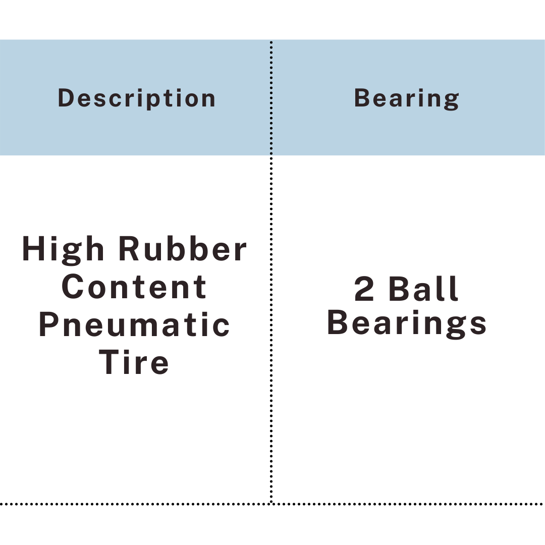 High rubber content pneumatic tire with double ball bearings for carts, UP&UP Casters