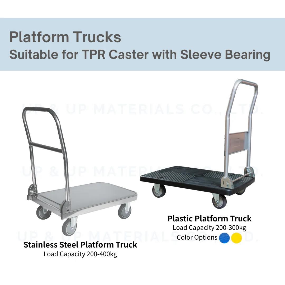 Stainless steel and plastic platform trucks with TPR casters, UP&UP Casters