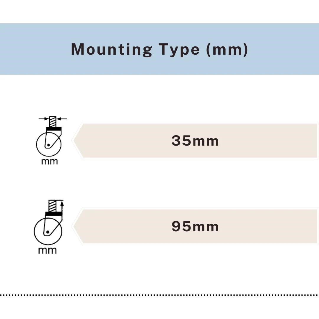 Insert stem mounting size 35mm diameter and 95mm length for scaffold caster, UP&UP Casters