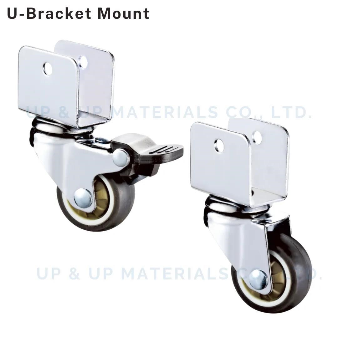 U bracket mount chrome plated TPR caster with ball bearing UP&UP Casters