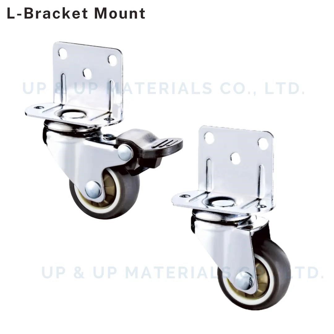 L bracket mount TPR swivel caster with brake chrome finish by UP&UP Casters