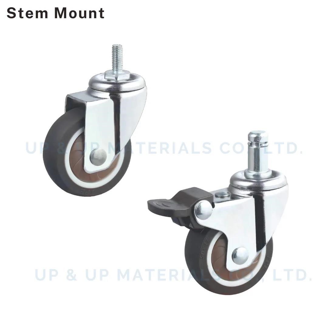 Threaded stem mount TPR caster with swivel and brake from UP&UP Casters