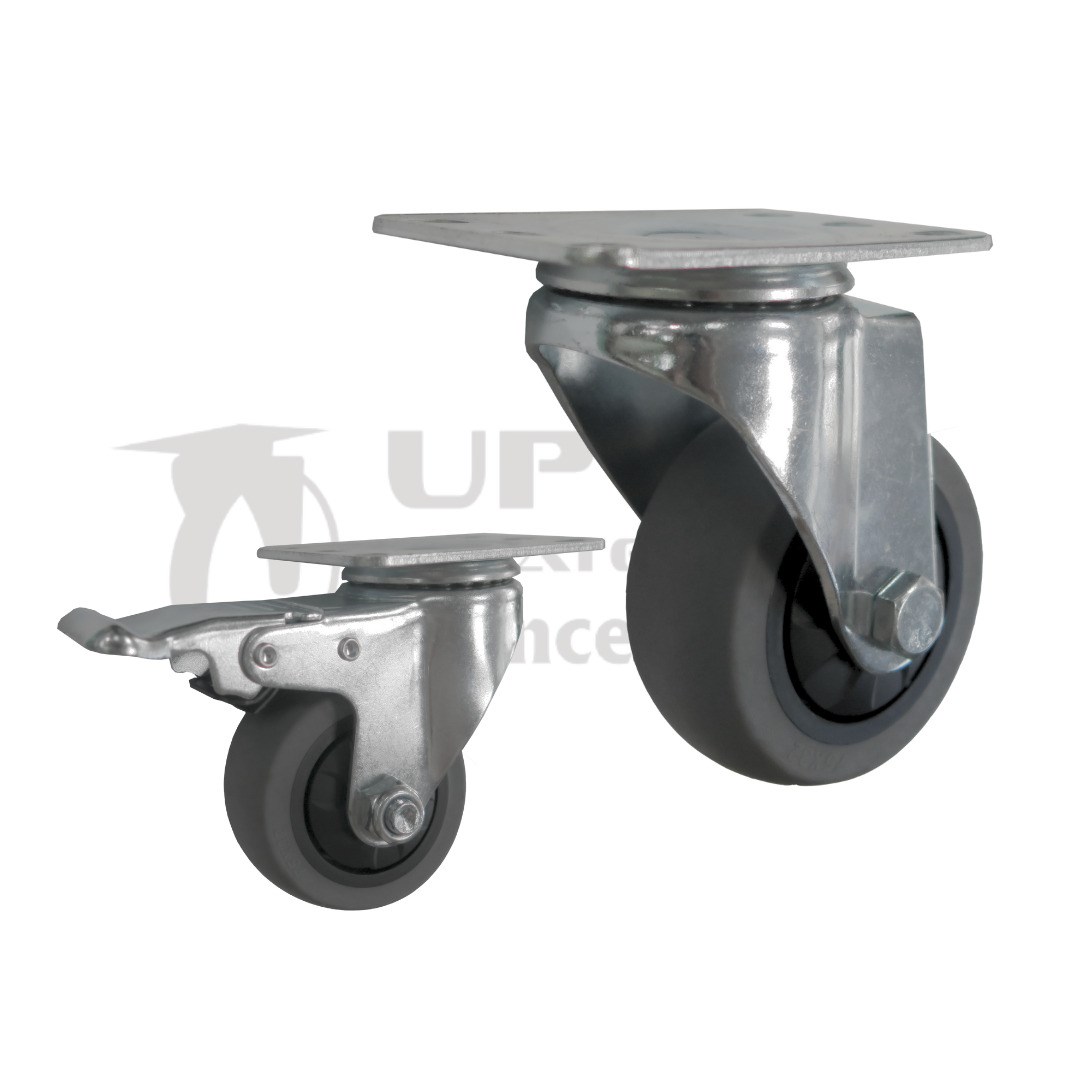 Conductive swivel caster with brake and plate mount for ESD protection 3-5 inch, UP&UP Casters