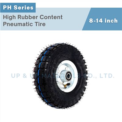 Pneumatic tire with high rubber content and metal rim, 8-14 inch heavy duty, UP&UP Casters