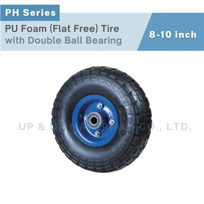 UP & UP Casters PU Foam Flat Free Tire 8-10 inch with double ball bearing, durable heavy duty wheel
