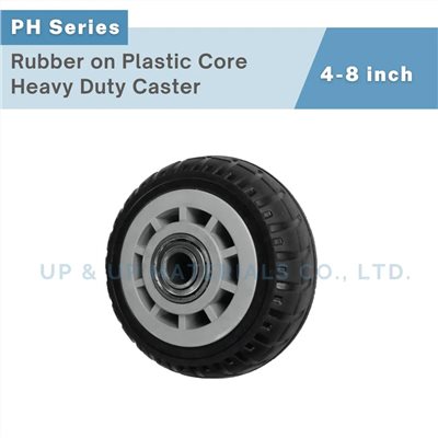 Heavy duty rubber caster wheel with plastic core and ball bearing, UP&UP Casters