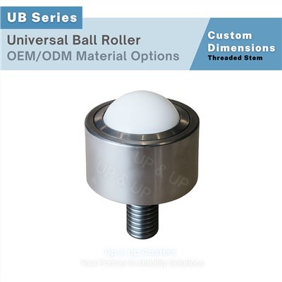 Metal threaded stem universal ball roller with carbon steel housing, nylon ball UP&UP Casters